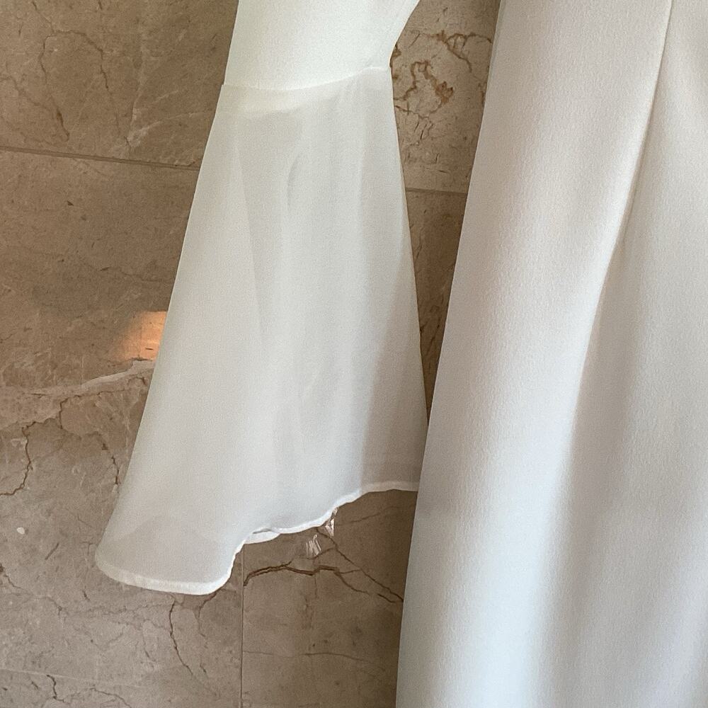 Calvin Klein Shift Dress - 2 - White Bell Sleeve, Classic Holiday Party Bridal - Picture 14 of 16